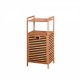 Bathroom Laundry Basket Bamboo Storage Basket with 2-tier Shelf 17.32 x 13 x 37.8 inch