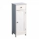 Bathroom Floor Cabinet Storage Organizer Set with Drawer and Single Shutter Door Wooden White