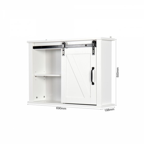 Bathroom Wall Cabinet with 2 Adjustable Shelves Wooden Storage Cabinet with a Barn Door 27.16x7.8x19.68 inch