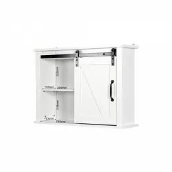 Bathroom Wall Cabinet with 2 Adjustable Shelves Wooden Storage Cabinet with a Barn Door 27.16x7.8x19.68 inch Bathroom Wall Cabinet with 2 Adjustable Shelves Wooden Storage Cabinet with a Barn Door 27.16x7.8x19.68 inch