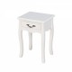 White Living Room Floor-standing Storage Table with a Drawer, 4 Curved Legs