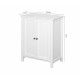 Bathroom Floor Storage Cabinet with Double Door Adjustable Shelf, White