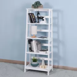 Basics Modern 5-Tier Ladder Wooden shelf Organizer, White 13.7 Basics Modern 5-Tier Ladder Wooden shelf Organizer, White 13.7