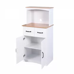 Wooden Kitchen Cabinet White Pantry Storage Microwave Cabinet with Storage Drawer