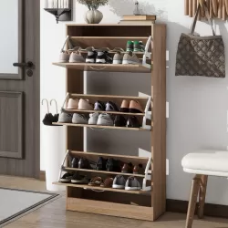 3-Drawer Shoe Storage Cabinet, 3-Tier Wood Shoe Rack Storage Organizer for Entryway 3-Drawer Shoe Storage Cabinet, 3-Tier Wood Shoe Rack Storage Organizer for Entryway