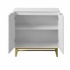 White and Gold Storage Cabinet with 2 Doors, Modern Buffet Sideboard Cabinet, Kitchen Buffet Cabinet with Storage Sideboard Buffet for Living Room