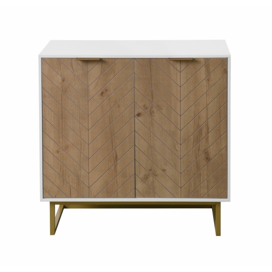 White and Gold Storage Cabinet with 2 Doors, Modern Buffet Sideboard Cabinet, Kitchen Buffet Cabinet with Storage Sideboard Buffet for Living Room