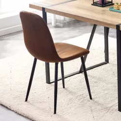A set of 4 modern medieval style restaurant cushioned side chairs, equipped with soft cushions and black metal legs, suitable for kitchens, lounges, and farmhouses A set of 4 modern medieval style restaurant cushioned side chairs, equipped with soft cushions and black metal legs, suitable for kitchens, lounges, and farmhouses