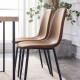 A set of 4 modern medieval style restaurant cushioned side chairs, equipped with soft cushions and black metal legs, suitable for kitchens, lounges, and farmhouses