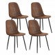 A set of 4 modern medieval style restaurant cushioned side chairs, equipped with soft cushions and black metal legs, suitable for kitchens, lounges, and farmhouses