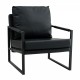 PU Leather Accent Arm Chair Mid Century Upholstered Armchair with Metal Frame Extra-Thick Padded Backrest and Seat Cushion Sofa Chairs for Living Room ( Black PU Leather + Metal Frame + Foam)SF-008