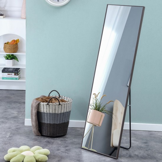 3rd generation gray solid wood frame full length mirror, dressing mirror, bedroom porch, decorative mirror, clothing store, floor mounted large mirror, wall mounted. 58 