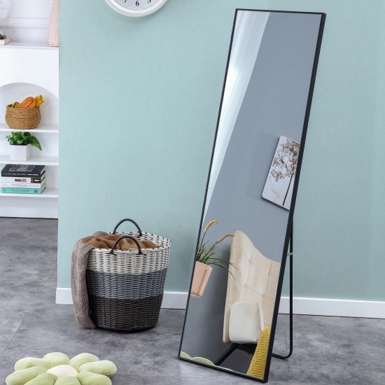 3rd generation black solid wood frame full length mirror, dressing mirror, bedroom porch, decorative mirror, clothing store, floor mounted large mirror, wall mounted. 60 