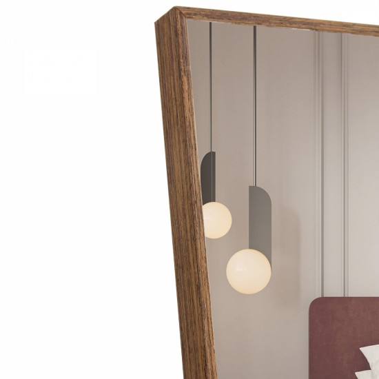 Brown Solid Wood Frame Full-length Mirror, Dressing Mirror, Bedroom Home Porch, Decorative Mirror, Clothing Store, Floor Mounted Large Mirror, Wall Mounted.60