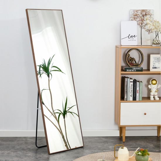 Brown Solid Wood Frame Full-length Mirror, Dressing Mirror, Bedroom Home Porch, Decorative Mirror, Clothing Store, Floor Mounted Large Mirror, Wall Mounted.60