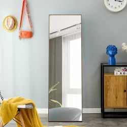 Brown Solid Wood Frame Full-length Mirror, Dressing Mirror, Bedroom Home Porch, Decorative Mirror, Clothing Store, Floor Mounted Large Mirror, Wall Mounted.63 Brown Solid Wood Frame Full-length Mirror, Dressing Mirror, Bedroom Home Porch, Decorative Mirror, Clothing Store, Floor Mounted Large Mirror, Wall Mounted.63