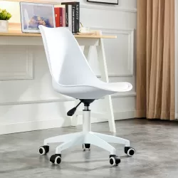 Modern Home Office Desk Chairs, Adjustable 360 °Swivel  Chair Engineering  Plastic Armless Swivel Computer  Chair With Wheels for Living Room, Bed Room Office Hotel Dining Room and White. Modern Home Office Desk Chairs, Adjustable 360 °Swivel  Chair Engineering  Plastic Armless Swivel Computer  Chair With Wheels for Living Room, Bed Room Office Hotel Dining Room and White.