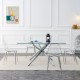 Modern minimalist transparent dining chair, plastic chair, armless crystal chair, Nordic creative makeup stool, negotiation chair, silver plated metal leg 6-piece set, TW-1200