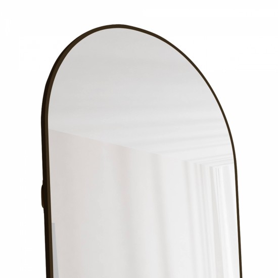 The 3st generation of floor mounted full length mirrors. Aluminum alloy metal frame arched wall mirror, bathroom makeup mirror, bedroom porch, clothing store, wall mounted. Black 65 