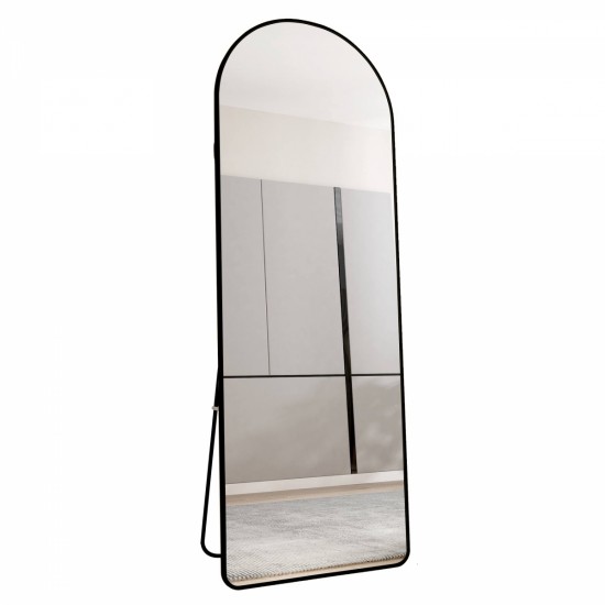 The 3st generation of floor mounted full length mirrors. Aluminum alloy metal frame arched wall mirror, bathroom makeup mirror, bedroom porch, clothing store, wall mounted. Black 65 