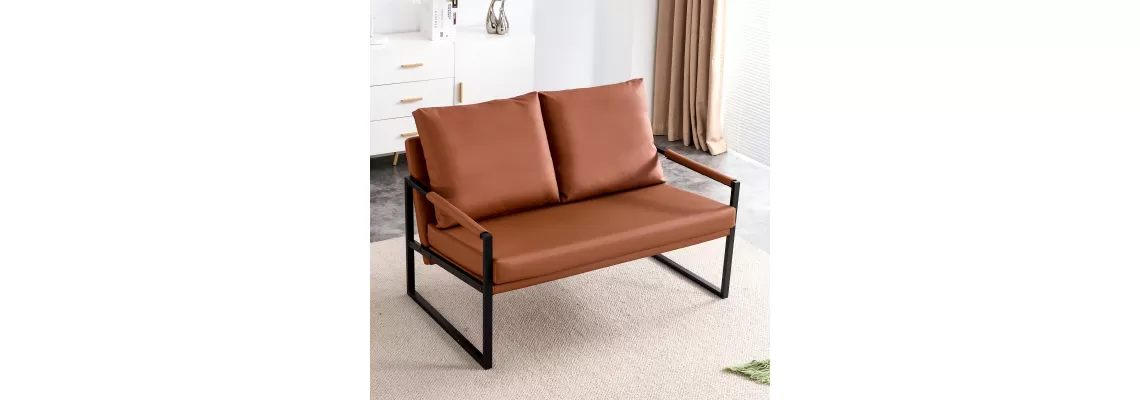 Modern Two-Seater Sofa Chair: Stylish Comfort with PU Leather and Metal Frame for $105.57 Modern Two-Seater Sofa Chair: Stylish Comfort with PU Leather and Metal Frame for $105.57
