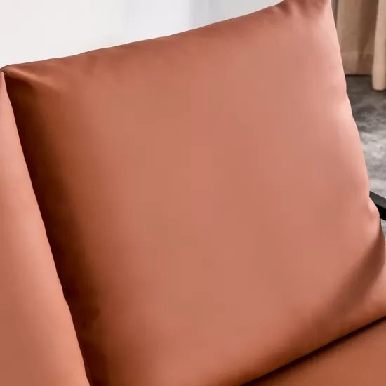 Modern Two-Seater Sofa Chair with 2 Pillows - PU Leather, High-Density Foam, Black Coated Metal Frame.Brown SF-D008 Modern Two-Seater Sofa Chair with 2 Pillows - PU Leather, High-Density Foam, Black Coated Metal Frame.Brown SF-D008