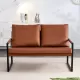 Modern Two-Seater Sofa Chair with 2 Pillows - PU Leather, High-Density Foam, Black Coated Metal Frame.Brown SF-D008 Modern Two-Seater Sofa Chair with 2 Pillows - PU Leather, High-Density Foam, Black Coated Metal Frame.Brown SF-D008