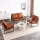 Modern Two-Seater Sofa Chair with 2 Pillows - PU Leather, High-Density Foam, Black Coated Metal Frame.Brown SF-D008 Modern Two-Seater Sofa Chair with 2 Pillows - PU Leather, High-Density Foam, Black Coated Metal Frame.Brown SF-D008
