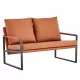 Modern Two-Seater Sofa Chair with 2 Pillows - PU Leather, High-Density Foam, Black Coated Metal Frame.Brown SF-D008 Modern Two-Seater Sofa Chair with 2 Pillows - PU Leather, High-Density Foam, Black Coated Metal Frame.Brown SF-D008