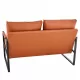 Modern Two-Seater Sofa Chair with 2 Pillows - PU Leather, High-Density Foam, Black Coated Metal Frame.Brown SF-D008 Modern Two-Seater Sofa Chair with 2 Pillows - PU Leather, High-Density Foam, Black Coated Metal Frame.Brown SF-D008