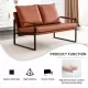 Modern Two-Seater Sofa Chair with 2 Pillows - PU Leather, High-Density Foam, Black Coated Metal Frame.Brown SF-D008 Modern Two-Seater Sofa Chair with 2 Pillows - PU Leather, High-Density Foam, Black Coated Metal Frame.Brown SF-D008