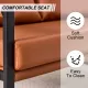 Modern Two-Seater Sofa Chair with 2 Pillows - PU Leather, High-Density Foam, Black Coated Metal Frame.Brown SF-D008 Modern Two-Seater Sofa Chair with 2 Pillows - PU Leather, High-Density Foam, Black Coated Metal Frame.Brown SF-D008