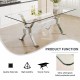 Dining table. Modern tempered glass dining table. Large modern office desk with silver plated metal legs and MDF crossbars, suitable for both home and office use. Kitchen. 79 ''x39''x30 '' 1105