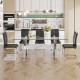 Dining table. Modern tempered glass dining table. Large modern office desk with silver plated metal legs and MDF crossbars, suitable for both home and office use. Kitchen. 79 ''x39''x30 '' 1105