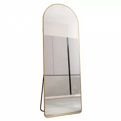 The 3rd generation aluminum alloy metal frame arched floor mounted wall mirror, upgraded in quality, bathroom makeup mirror, bedroom entrance, clothing store, gold 65 
