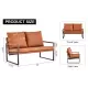Modern Two-Seater Sofa Chair with 2 Pillows - PU Leather, High-Density Foam, Black Coated Metal Frame.Brown SF-D008 Modern Two-Seater Sofa Chair with 2 Pillows - PU Leather, High-Density Foam, Black Coated Metal Frame.Brown SF-D008