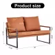 Modern Two-Seater Sofa Chair with 2 Pillows - PU Leather, High-Density Foam, Black Coated Metal Frame.Brown SF-D008 Modern Two-Seater Sofa Chair with 2 Pillows - PU Leather, High-Density Foam, Black Coated Metal Frame.Brown SF-D008