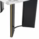 Modern minimalist rectangular dining table, white imitation marble tabletop, MDF table legs with gold metal decorative strips. Suitable for restaurant and living room F-HH Modern minimalist rectangular dining table, white imitation marble tabletop, MDF table legs with gold metal decorative strips. Suitable for restaurant and living room F-HH