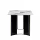 Modern minimalist rectangular dining table, white imitation marble tabletop, MDF table legs with gold metal decorative strips. Suitable for restaurant and living room F-HH Modern minimalist rectangular dining table, white imitation marble tabletop, MDF table legs with gold metal decorative strips. Suitable for restaurant and living room F-HH