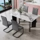 Modern minimalist rectangular dining table, white imitation marble tabletop, MDF table legs with gold metal decorative strips. Suitable for restaurant and living room F-HH Modern minimalist rectangular dining table, white imitation marble tabletop, MDF table legs with gold metal decorative strips. Suitable for restaurant and living room F-HH