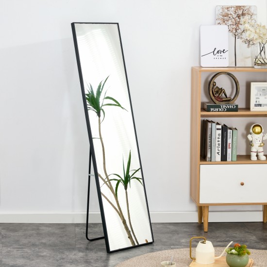 3rd generation black solid wood frame full length mirror, dressing mirror, bedroom porch, decorative mirror, clothing store, floor to ceiling mirror, wall mounted. 58 inches * 15 inches