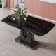 A modern, minimalist, and luxurious table. A black imitation marble tabletop with MDF U-shaped legs. Dining table, computer table. For restaurants and living rooms 63