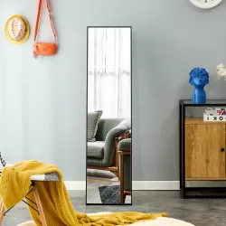 3rd generation black solid wood frame full length mirror, dressing mirror, bedroom porch, decorative mirror, clothing store, floor to ceiling mirror, wall mounted. 58 inches * 15 inches 3rd generation black solid wood frame full length mirror, dressing mirror, bedroom porch, decorative mirror, clothing store, floor to ceiling mirror, wall mounted. 58 inches * 15 inches