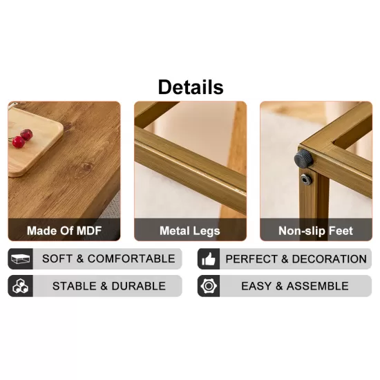 Modern rectangular coffee table, dining table. MDF desktop with metal legs. Suitable for restaurants and living rooms. The size :31.5 Modern rectangular coffee table, dining table. MDF desktop with metal legs. Suitable for restaurants and living rooms. The size :31.5