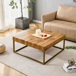 Modern rectangular coffee table, dining table. MDF desktop with metal legs. Suitable for restaurants and living rooms. The size :31.5 Modern rectangular coffee table, dining table. MDF desktop with metal legs. Suitable for restaurants and living rooms. The size :31.5