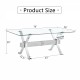 Dining table. Modern tempered glass dining table. Large modern office desk with silver plated metal legs and MDF crossbars, suitable for both home and office use. Kitchen. 79 ''x39''x30 '' 1105