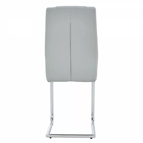 Equipped with faux leather cushioned seats - living room chairs with metal legs, suitable for kitchen, living room, bedroom, and dining room side chairs, set of 4 (light gray+PU Leather)C-001 Equipped with faux leather cushioned seats - living room chairs with metal legs, suitable for kitchen, living room, bedroom, and dining room side chairs, set of 4 (light gray+PU Leather)C-001