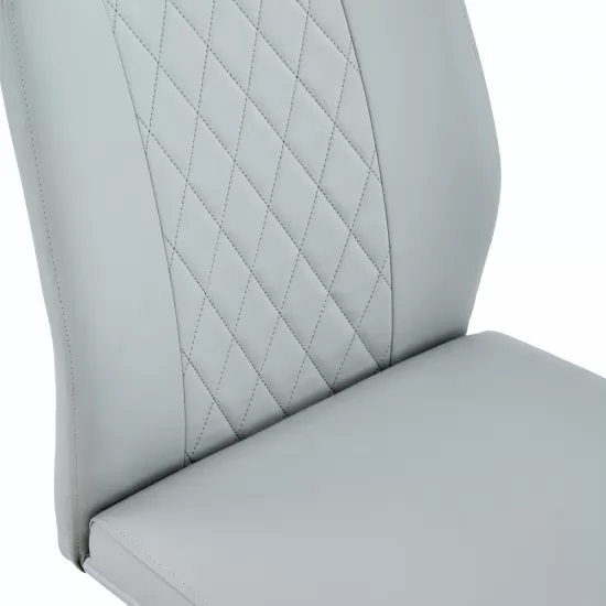 Equipped with faux leather cushioned seats - living room chairs with metal legs, suitable for kitchen, living room, bedroom, and dining room side chairs, set of 4 (light gray+PU Leather)C-001 Equipped with faux leather cushioned seats - living room chairs with metal legs, suitable for kitchen, living room, bedroom, and dining room side chairs, set of 4 (light gray+PU Leather)C-001