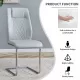Equipped with faux leather cushioned seats - living room chairs with metal legs, suitable for kitchen, living room, bedroom, and dining room side chairs, set of 4 (light gray+PU Leather)C-001 Equipped with faux leather cushioned seats - living room chairs with metal legs, suitable for kitchen, living room, bedroom, and dining room side chairs, set of 4 (light gray+PU Leather)C-001