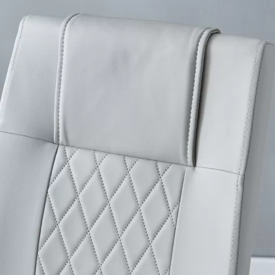 Equipped with faux leather cushioned seats - living room chairs with metal legs, suitable for kitchen, living room, bedroom, and dining room side chairs, set of 4 (light gray+PU Leather)C-001 Equipped with faux leather cushioned seats - living room chairs with metal legs, suitable for kitchen, living room, bedroom, and dining room side chairs, set of 4 (light gray+PU Leather)C-001
